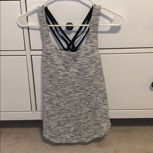 Lululemon Athletica Heather Gray Tank with Built-In Black Strappy Bra - Size 2